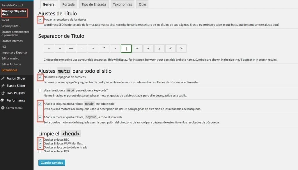 Como configurar WordPress SEO by Yoast Paso3