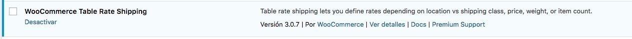 como instalar la versión table rate shipping en wordpress