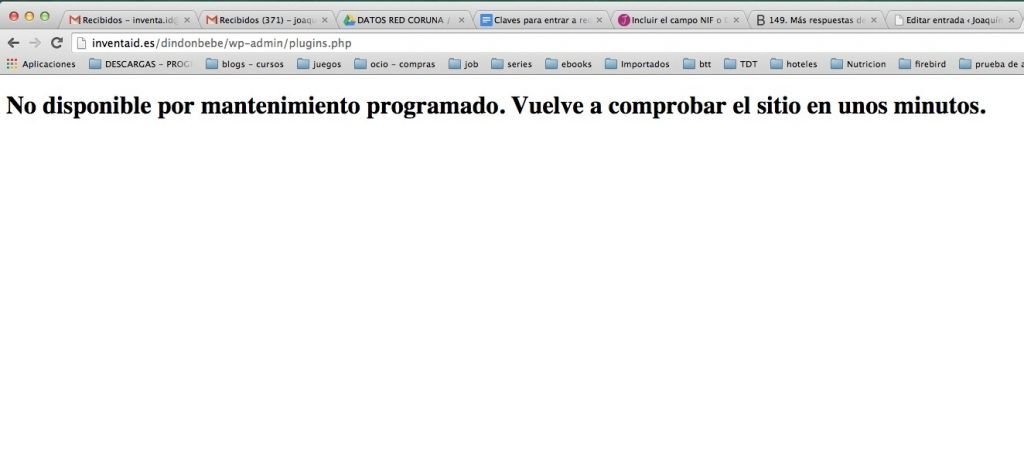 No disponible por mantenimiento programado. Vuelve a comprobar el sitio en unos minutos.