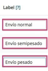 etiquetas de los calculos de envio en table rate shipping