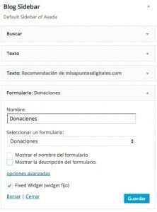 como insertar un formulario de gravity form al un widget