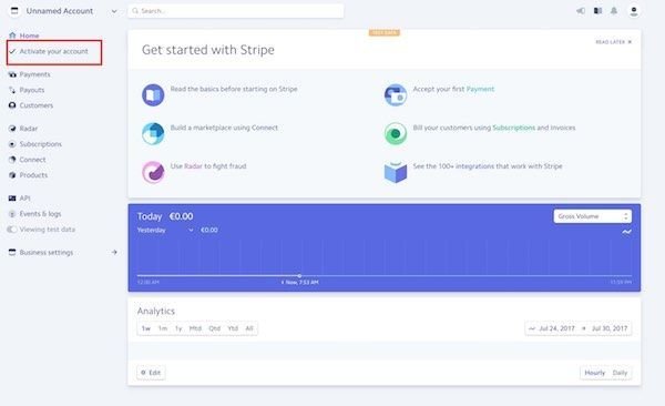 Como activar una cuenta de stripe en españa