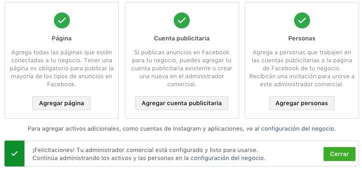 configuración correcta de business manager para nuestro cliente