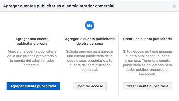 como agregar cuentas publicitarias desde el Business Manager