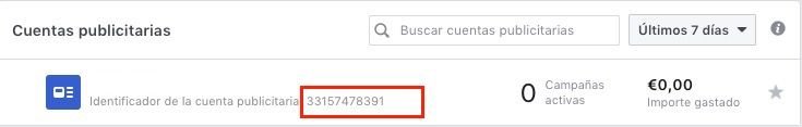 Donde localizar el numero de identificador de las cuentas de business manager