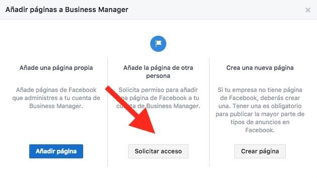 Solicitar acceso de una pagina de business manager